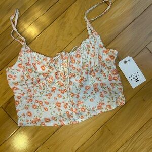 NWT Billabong Women's So In Love Gathered Crop Cami Top